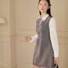 Đầm Thu Đông Cổ V Phối Sơ Mi. Đầm Dáng Chữ A Ôm Eo Phong Cách Thanh Lịch, Classic, Preppy
