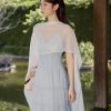 Đầm Xuân Hè 2 Dây Nhún Tầng Dài. Đầm Midi Dáng A-line Dài Xếp Tầng Phối Choàng Phong Cách Hiện Đại Nữ Tính