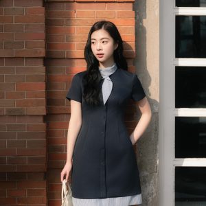 Đầm Xuân Hè Dáng A Phối Cổ Kẻ. Đầm Preppy Thanh Lịch Cổ Sơ Mi, Đầm Công Sở Nữ Thanh Lịch Hiện Đại Trẻ Trung