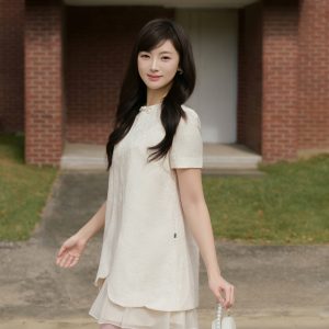 Đầm Cổ Tròn Dáng Suông Lượn Gấu Tròn. Váy Dáng A 2 Tầng Vạt Cong Phù Hợp Đi Dạo, Dự Tiệc Nhẹ Thiết Kế